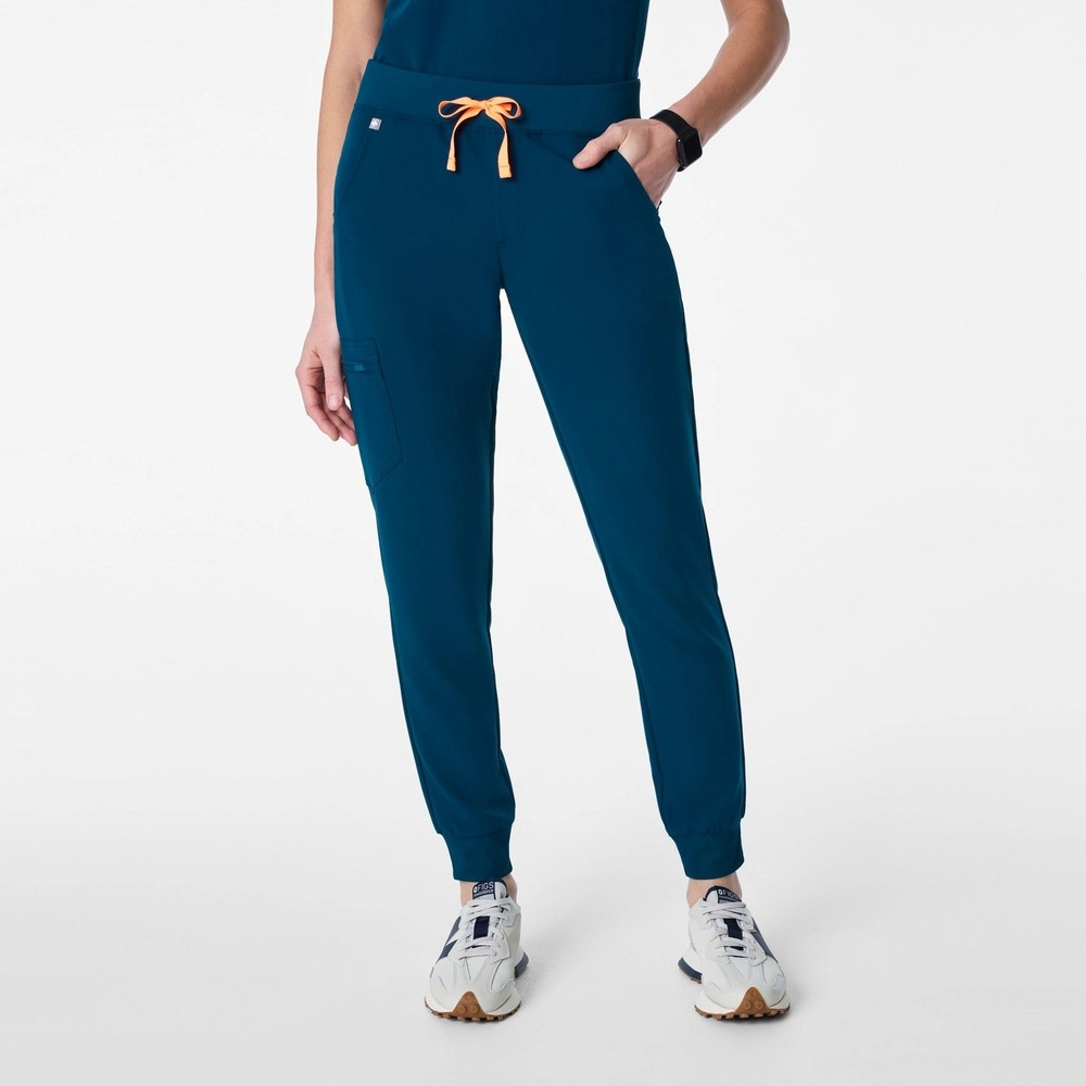 Figs Zamora jogger scrub pants women M/Tall teal blue nursing workwear